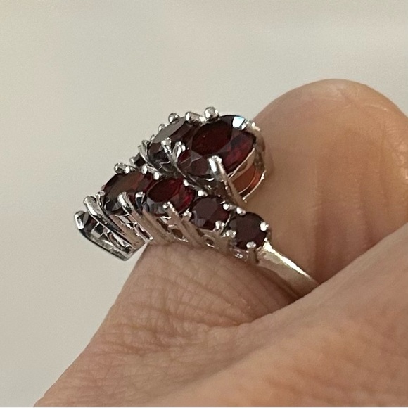 NWT JTV Red Garnet Rhodium Over Sterling Silver Ring SIZE 7 - Picture 4 of 5